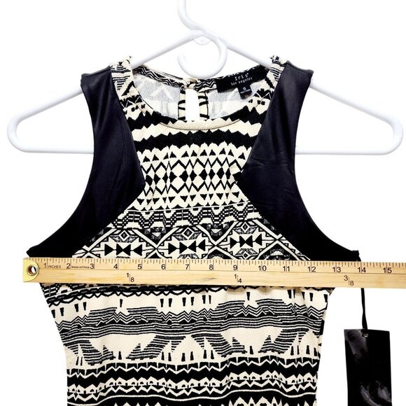 Tribal Print Sleeveless Midi Dress With Mesh Panel Detail Size S - Picture 4 of 13